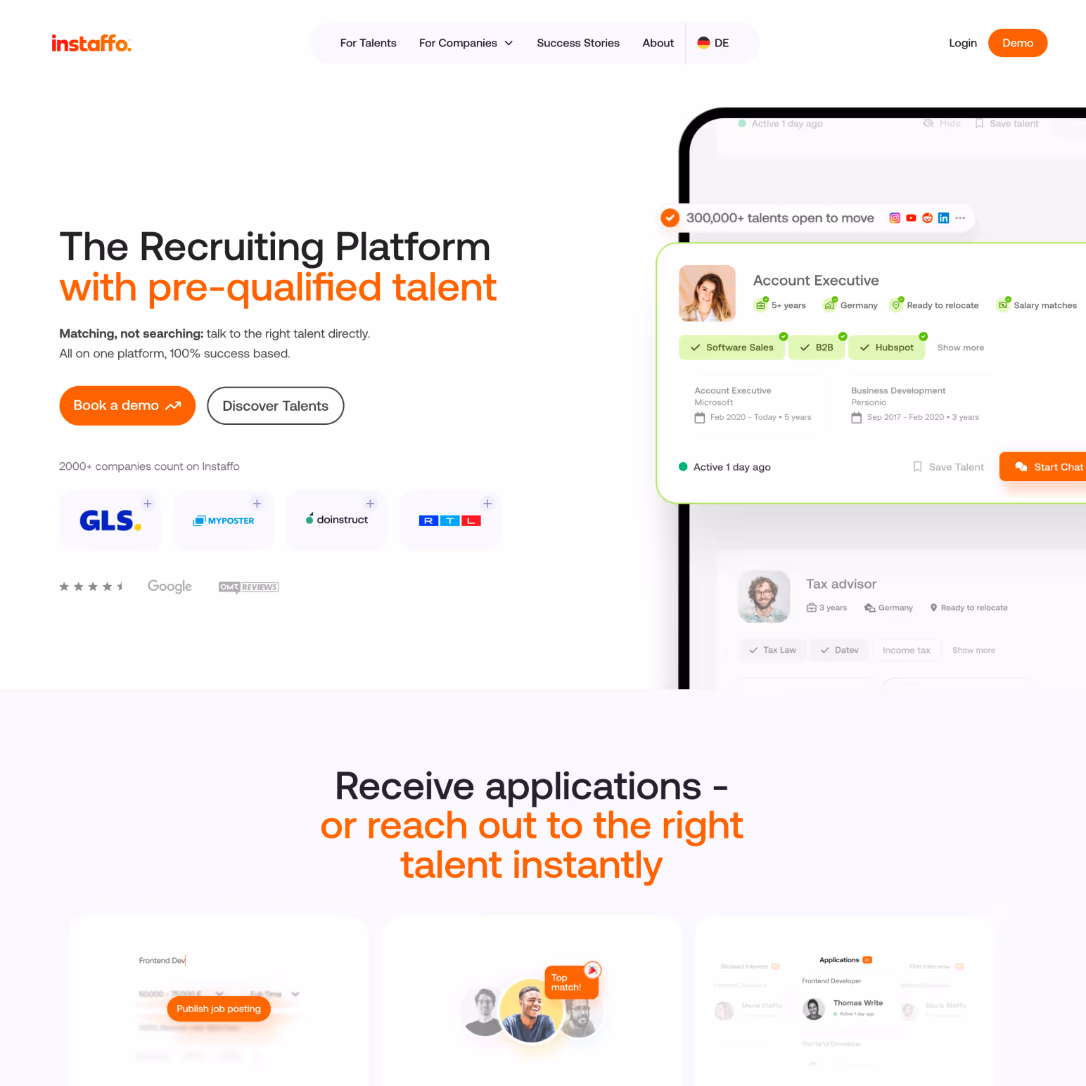 Instaffo website redesign